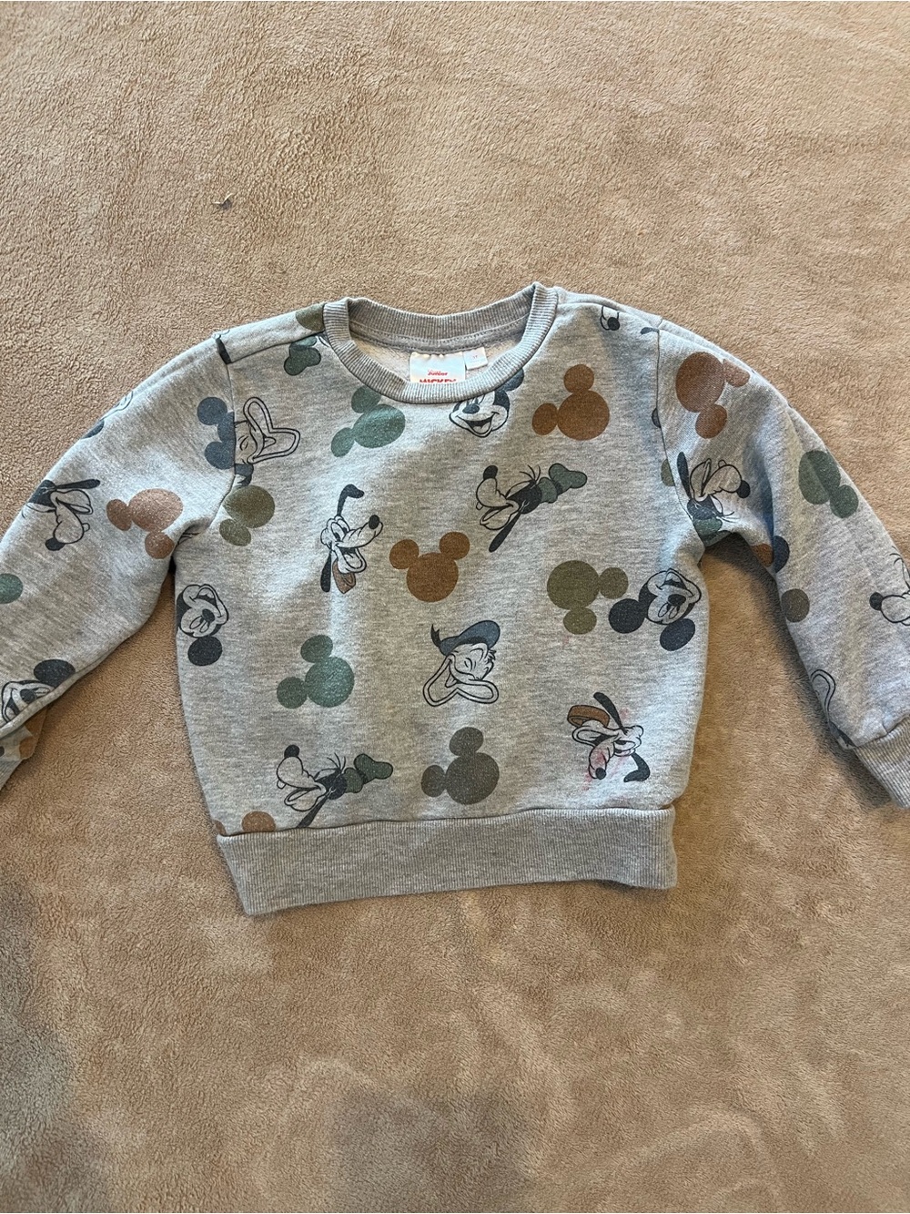 Disney Grey Crewneck Sweatshirt with Multicolor Mickey Icons